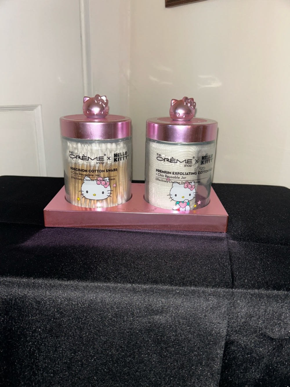 Hello Kitty Pink Metallic Twin Vanity Jars